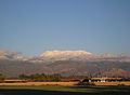 The San Jacinto Mountains, covered with snow, as seen from Hemet, California.
