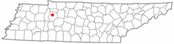 Location of Waverly, Tennessee