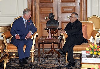 The Prince Charles of Wales meeting the President, Shri Pranab Mukherjee, at Rashtrapati Bhavan, in New Delhi on November 08, 2013