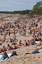 Sun bathers in Finland YBF 2010 ja Bikini Bar.jpg