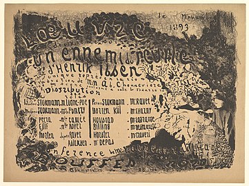 Teaterprogram til Ibsens En folkefjende på Théâtre de l'Oeuvre, november 1893