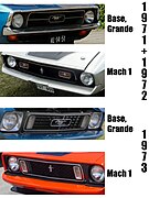 1971–1973 Mustang front end comparison