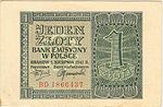awers banknotu 1 złoty