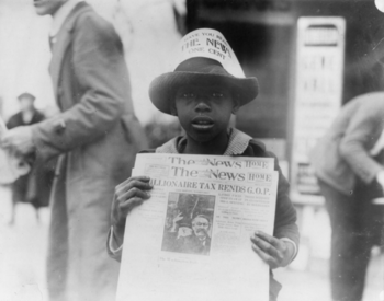 African American boy selling The Washington Da...