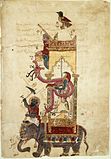 シリアのからくり時計の図解（1315年）。イスラームでは科学を出発点に写本芸術が発展した