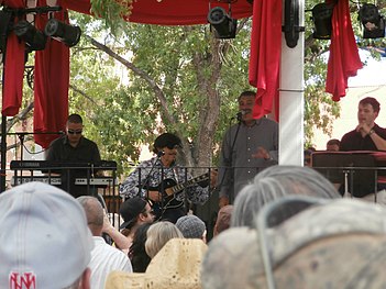 Al Hurricane and Al Hurricane, Jr. performing at the San Felipe De Neri 2014 fiestas.jpg