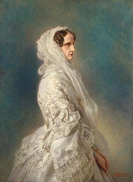 Šarlota Pruská na portrétu od Franze Winterhaltera z roku 1856