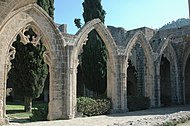 Gothic arches of Bellapais Abbey in Cyprus