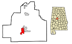 Location in Quận Bibb, Alabama