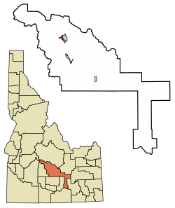Location of Ketchum in Blaine County, Idaho.