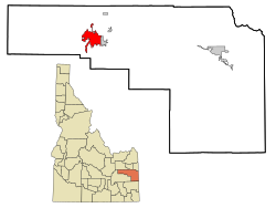 ボンネビル郡内の位置の位置図