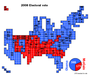 English: Cartogram of the 2008 Electoral Vote ...