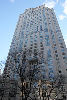 The Tower as seen from Broadway, rising above the podium Central Park West Mar 2022 81.jpg