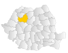 Mapa Rumunska se zvýrazněním Cluj County