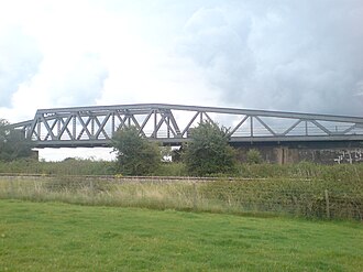 The flyover at Cogload Junction carries the Down Bristol line over the Cut-Off Cogload flyover.jpg