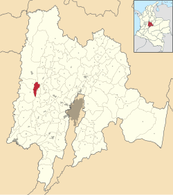 Location of the municipality and town inside Cundinamarca Department of Colombia