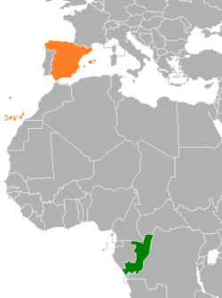 Карта с указанием местоположения Конго и Испании