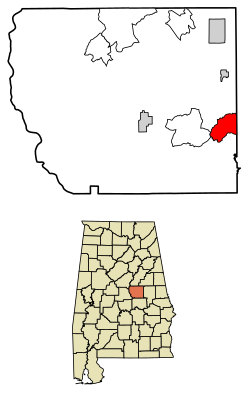 Location of Ray in Coosa County, Alabama.