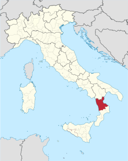 Karta över Italien med Provincia di Cosenza markerat