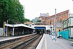 Crystal Palace Low Level station's Croydon platforms, with the main station to the right in June 2009