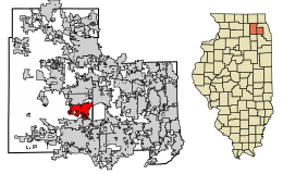 Расположение Батавии в округах Кейн и Дюпейдж в штате Иллинойс.