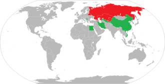 Free trade agreements of EEU. Red - EEU. Green - Countries that have FTA with EEU. Eurasian-Union-FTA.png