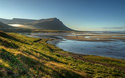 Blick über die Bucht Hageavaðall