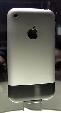 Rear view of an original iPhone. The back is m...