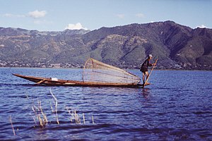English: Fisherman on the Inle Lake, Burma - M...