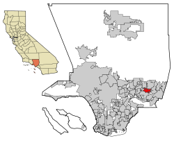 Location of Covina in Los Angeles County, California