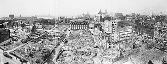 Liverpool city centre after heavy bombing. The majority of the city, however, was undamaged. Liverpool Blitz D 5984.jpg