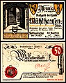 50 Pfennig Notgeldschein der Stadt Mühlhausen (Thüringen) (1921) RS: Unterschrift Karls V (1548)