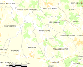 Mapa obce Soulignonne