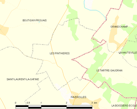 Mapa obce Les Pinthières