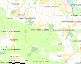 Mapa obce Saint-Victor-la-Coste
