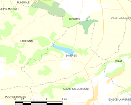 Mapa obce Savères