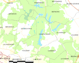 Mapa obce Champrougier