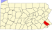 Map of Pennsylvania highlighting Montgomery County.svg