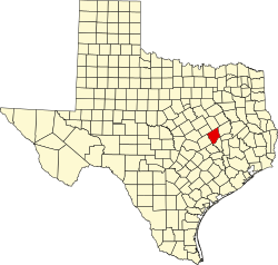 map of Texas highlighting Robertson County