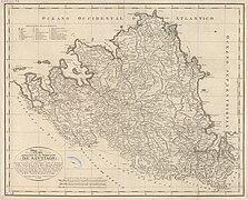 Mapa do arcebispado de Santiago de Ángel Marín, 1825.