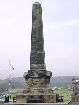 The Martyrs' Monument at Saint Andrews commemorates Protestants executed before the Reformation, including Patrick Hamilton and George Wishart. Martyrs monument.jpg