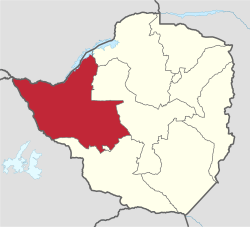 Matabeleland North Zimbabwen kartalla.