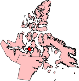 Kart over territoriet Nunavut med Qikiqtaq markert.