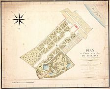 Plan des jardins de Bellevue, par Duport et Bourcois, cartographes, 1803[14]. BNF.