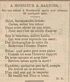 Poème de Denys Corbet à l'attention du photographe Arsène Garnier, publié dans La Gazette de Guernesey du 19 avril 1876.