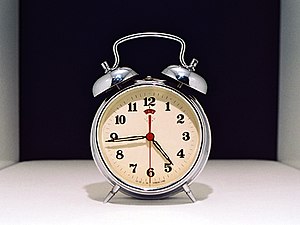 An old style alarm clock.