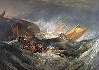 The shipwreck of the HMS Minotaur, oil on canvas, completed in 1810.