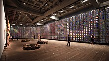 Held at the Museum of Old and New Art in Hobart, Tasmania, Sidney Nolan's Snake mural (1970) is inspired by the Aboriginal creation myth of the Rainbow Serpent, as well as desert flowers in bloom after a drought. Sidney Nolan Snake.jpg