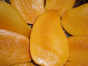Sliced Mexican mangoes.