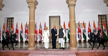 The Prime Minister, Shri Narendra Modi with Their Royal Highness, the Prince of Wales and the Duchess of Cornwall, at Hyderabad House, in New Delhi on November 08, 2017 (2)